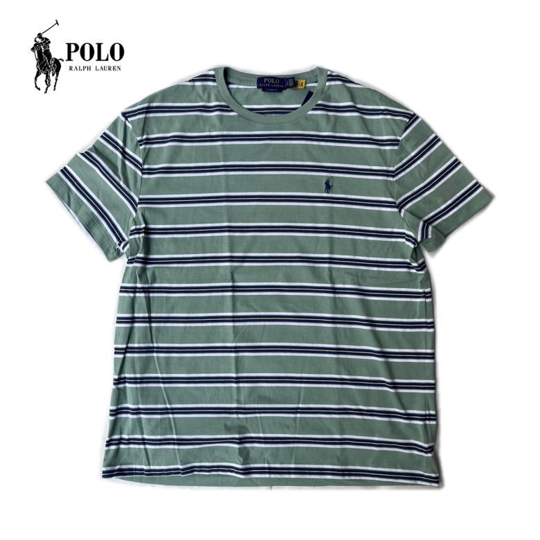 Polo Ralph Lauren ポロラルフローレン TEE Tシャツ　GREEN ×WHITE ×NAVY グリーン　ボーダーTEE