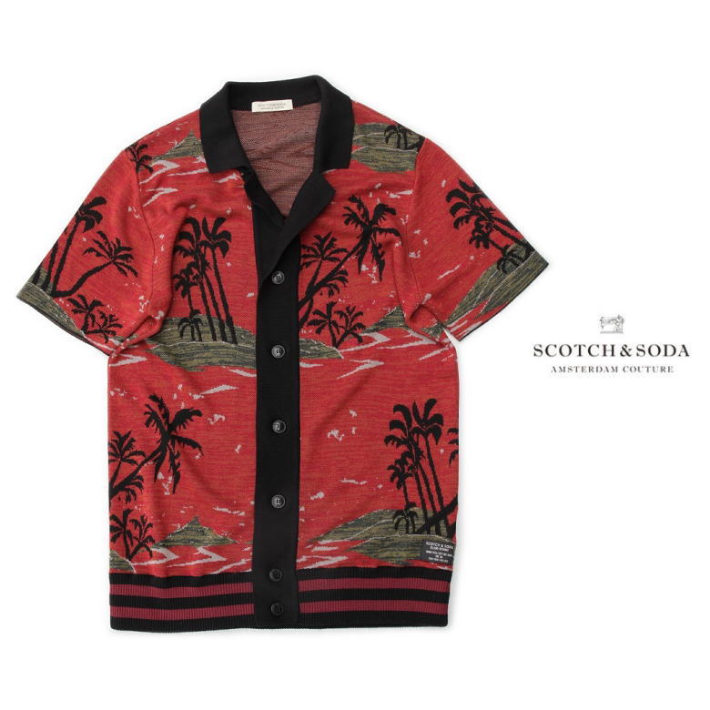 Scotch＆Soda スコッチウイスキー＆炭酸ソーダ アロハ柄 半袖 編み物ティーシャツ 編み物ジレー
