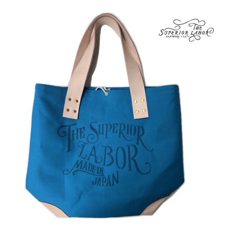 THE SUPERIOR LAVOR シュペリオールレイバー MADE IN JAPAN SL0440 color canvas market bag カラーキャンバス マーケットバッグ キャンバス×本革 BLUE ブルー|Select Shop Nose Low