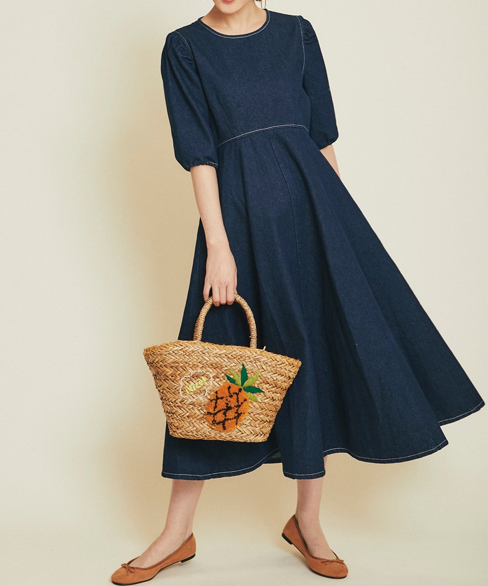 5月29日 午前10 00 再販 矢野未希子さん着用 デニムステッチワンピース春 ロング デニム 長袖 ワンピース カジュアル レイヤード 無地 柄 大人 ノスタルジア Nostalgia Devils Bsp Fr