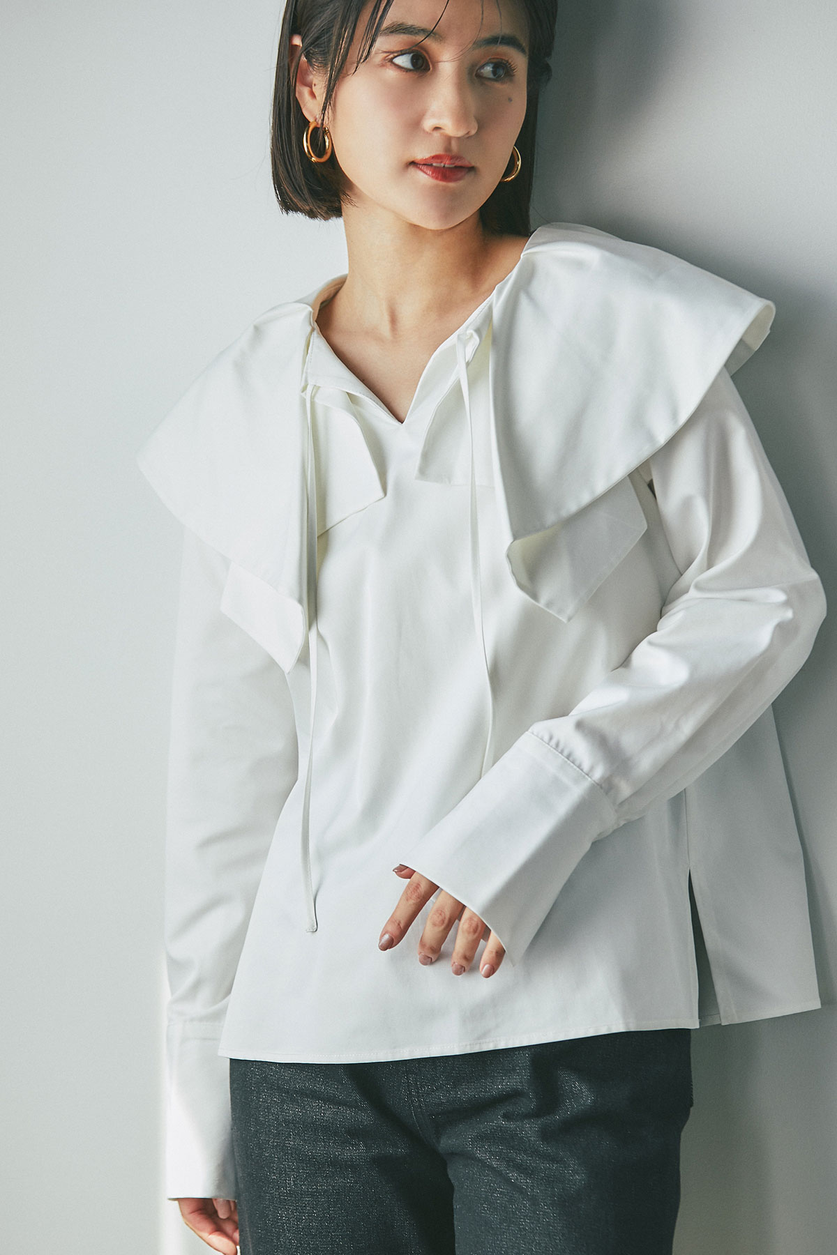 【楽天市場】10月14日 午前10:00 新発売【中瀬古ゆきなさん着用】ビッグカラータフタブラウスレディース トップス ブラウス タフタ ...