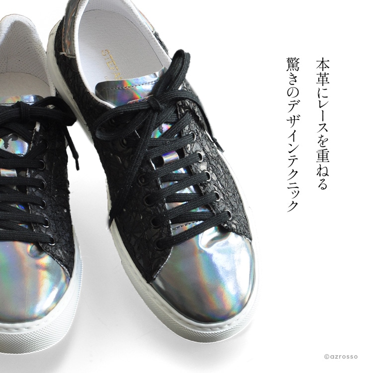 楽天市場 スニーカー レディース ローカット Stefano Gamba ステファノガンバ イタリア ブランド 黒 ブラック ゴールド 大きいサイズ 25cm 25 5cm イタリア靴セレクトノットジュリア