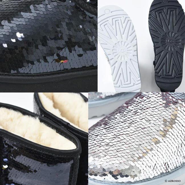 Ugg ムートンブーツ スパンコール クラシック フェラガモ Salvatore ショート ブーツ 靴 裏ボア レディース 正規品 アグブーツ 黒 ブラック シルバー Classic Short Sequin パンプスとブーツ専門店 Notgiulia レディース キラキラ光る存在感抜群のugg