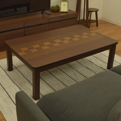 新作モデル 収納も楽々 炬燵 コタツ こたつ 高さを変えられる 天然木突板 センターテーブル ブラウン 4人掛け おしゃれ シンプル 市松模様 1 長方形 新製品 こたつテーブル 1 こたつ リビング ローテーブル 折りたたみ 新生活 新居 洋室 和室 こたつ