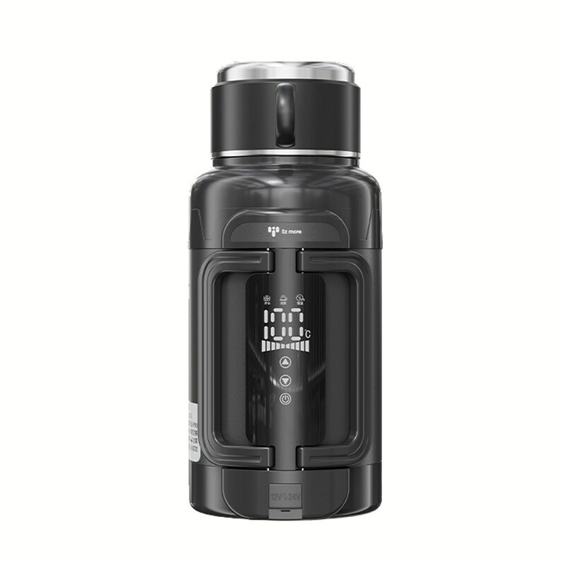車載電気ケトル 12V/24V対応小型ポータブル 湯沸かし器 1300ml-1500ml 大容量 ステンレス鋼加熱ボトル LCD 温度表示 温度調節機能 空焚き防止 温め/お茶作り/ミルク作り 車中泊 湯たんぽ アウトドア 長時間距離