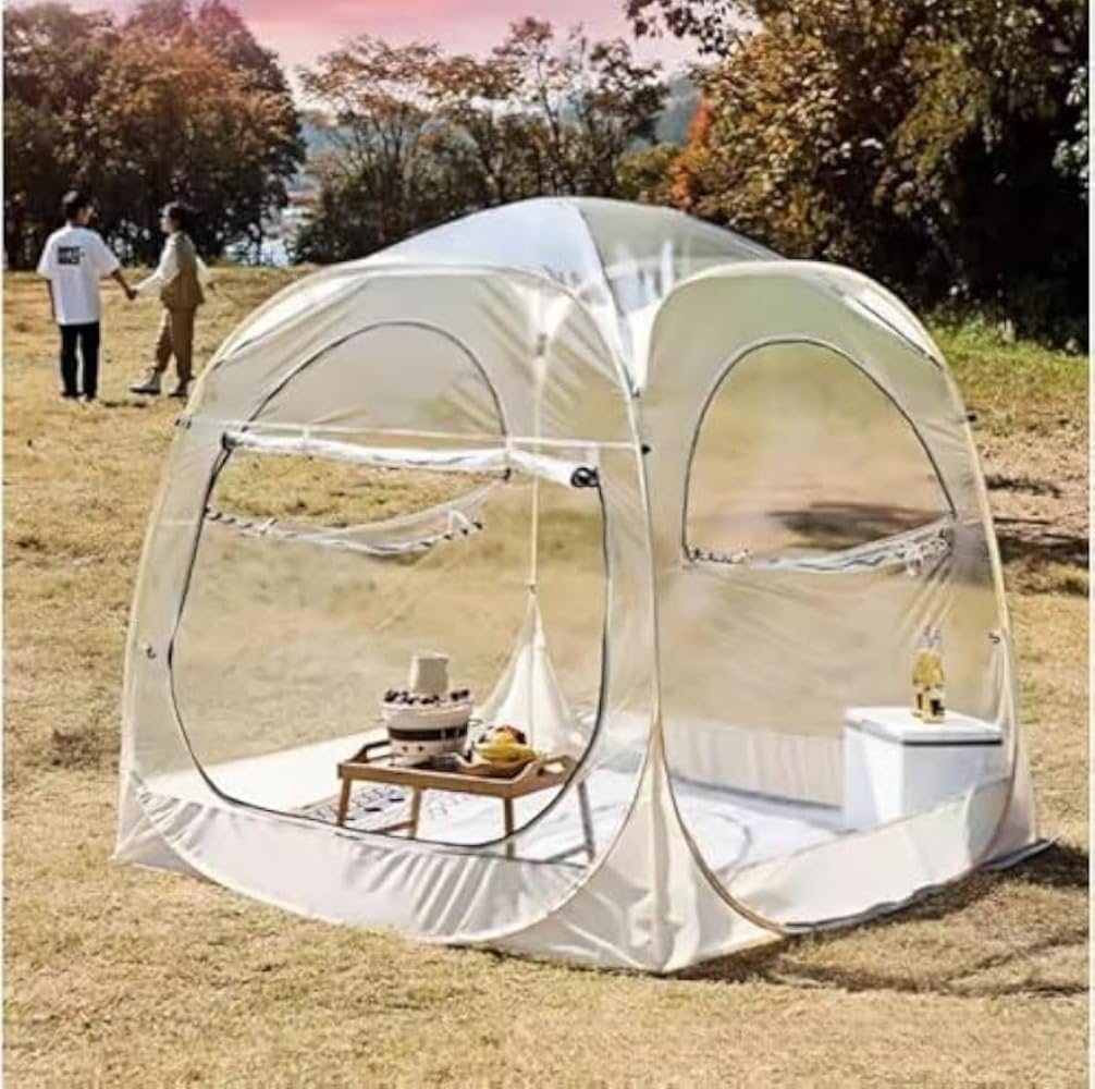 折りたたみ式ポータブルキャンプテント 屋外強化防雨キャンプ透明星空テント 防水防寒3-6人用 簡易組立耐風・耐雪設計星空観測/アウトドアレストラン/家族団らん冬の暖かさ|HomeTech