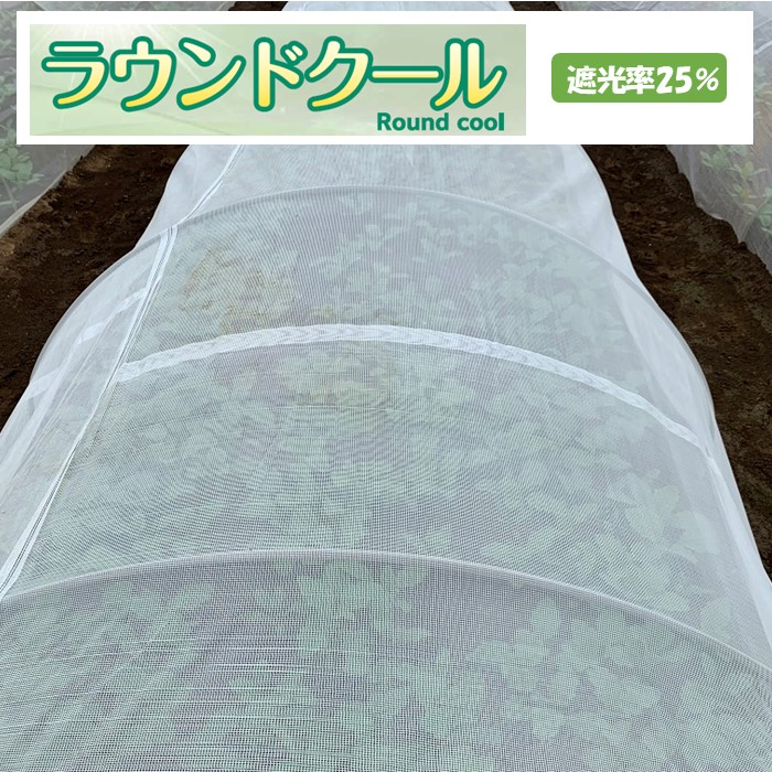 【メーカー直送品】ラウンドクール 遮光率25％ 100ｍ　被覆 遮熱 農業用 トンネル栽培用 赤外線 反射 軽量 メロン スイカ カボチャ ほうれん草 小松菜 イチゴ