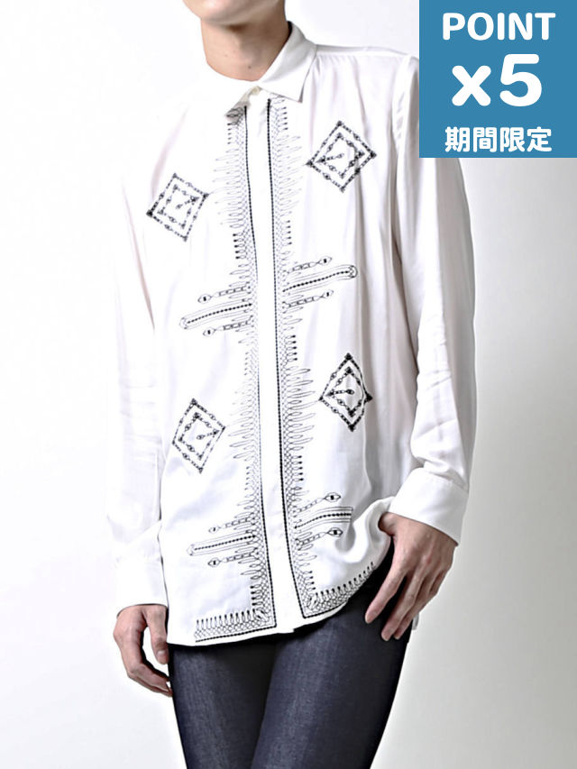 期間限定P5倍【GalaabenD / ガラアーベント】 【亀梨和也 着用】 レーヨンツイル オリエンタル刺繍 - OFF WHITE|nouvelle