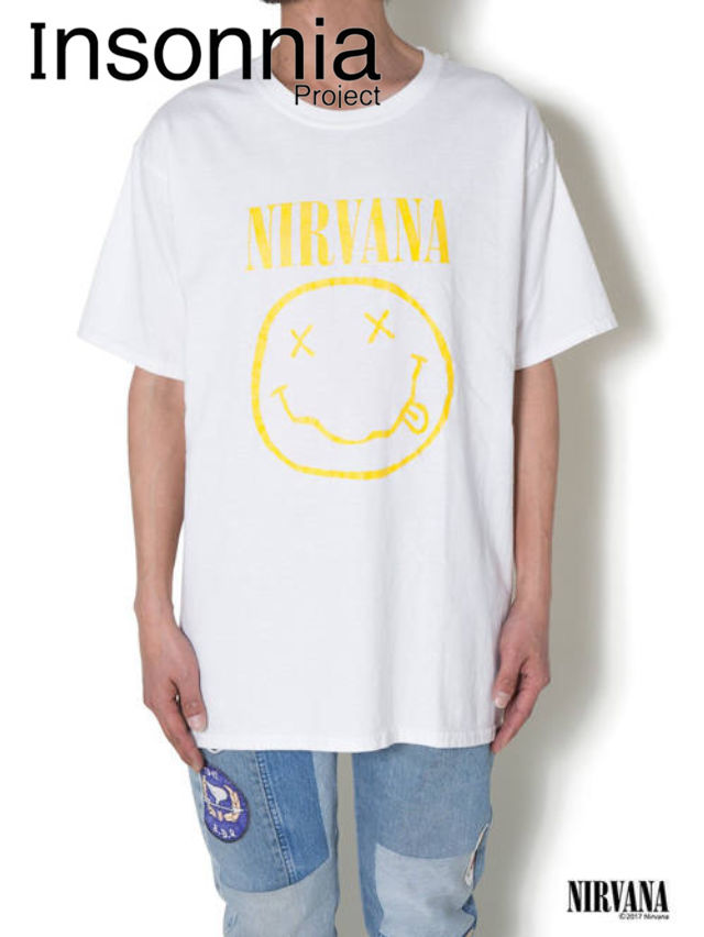 【Insonnia Projects / インソニアプロジェクト】 ニルヴァーナ ヴィンテージティー - NIRVANA 90'S VINTAGE TEE SMILE-WHITE