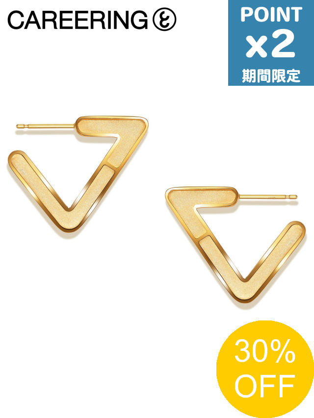 【SALE】期間限定P2倍【CAREERING / キャリアリング】 【両耳用】 FRAME T 701 YELLOW -  トライアングルピアス イエローゴールド
