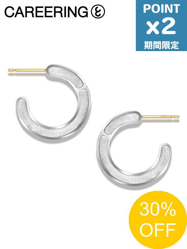 【SALE】期間限定P2倍【CAREERING / キャリアリング】 【両耳用】 FRAME  701 WHITE -  フープピアス シルバー