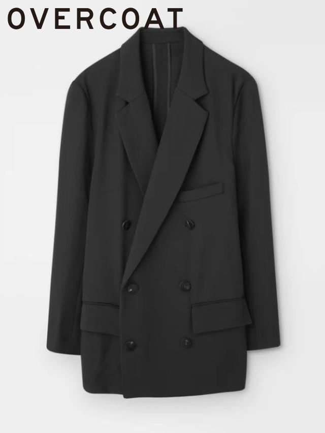 【OVERCOAT / オーバーコート】 ダブル テーラードジャケット - classic rayon tricotine double breasted jacket in black