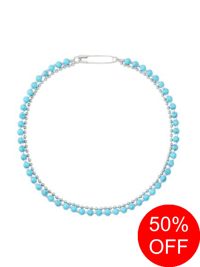 【SALE】【NUMBERING / ナンバリング】 Safety Pin Necklace - セーフティピン ネックレス - BLUE【韓国・ジュエリー】｜nouvelle