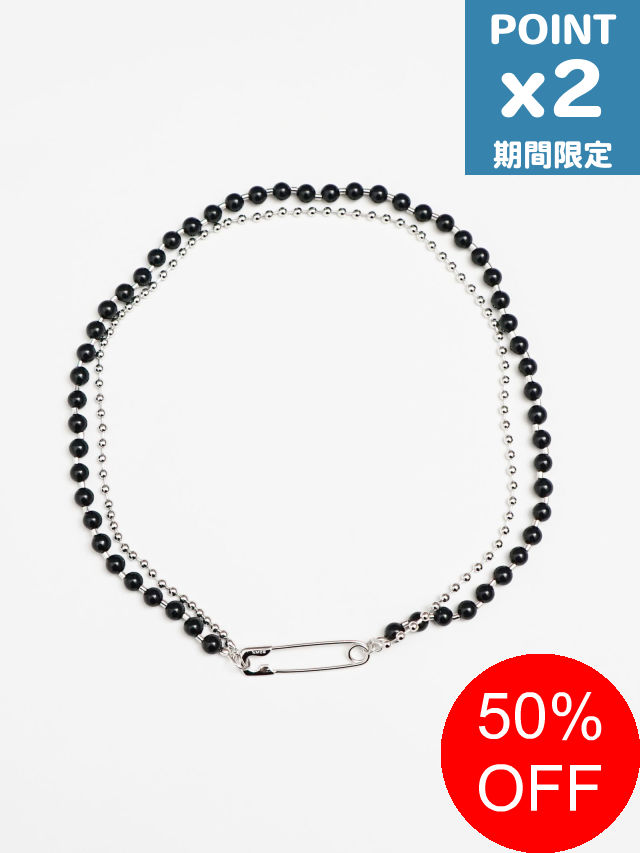 【SALE】期間限定P2倍【NUMBERING / ナンバリング】 Safety Pin Necklace - セーフティピン ネックレス - BLACK【韓国・ジュエリー】