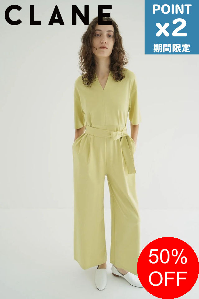 【SALE】期間限定P2倍【CLANE / クラネ】 オールインワン - STAND COLLAR LOOSE ALL IN ONE - MINT