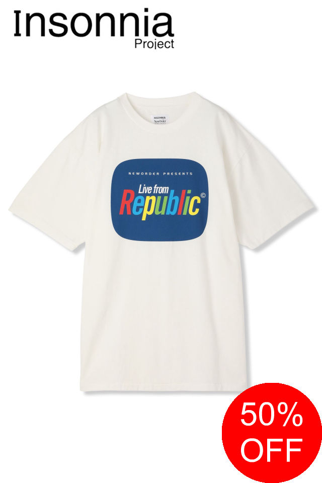 ジョイ・ディヴィジョン 【SALE】【Insonnia Projects / インソニアプロジェクト】 × NEW ORDER LIVE FROM REPUBLIC TEE (WHITE) - プリントティーシャツ