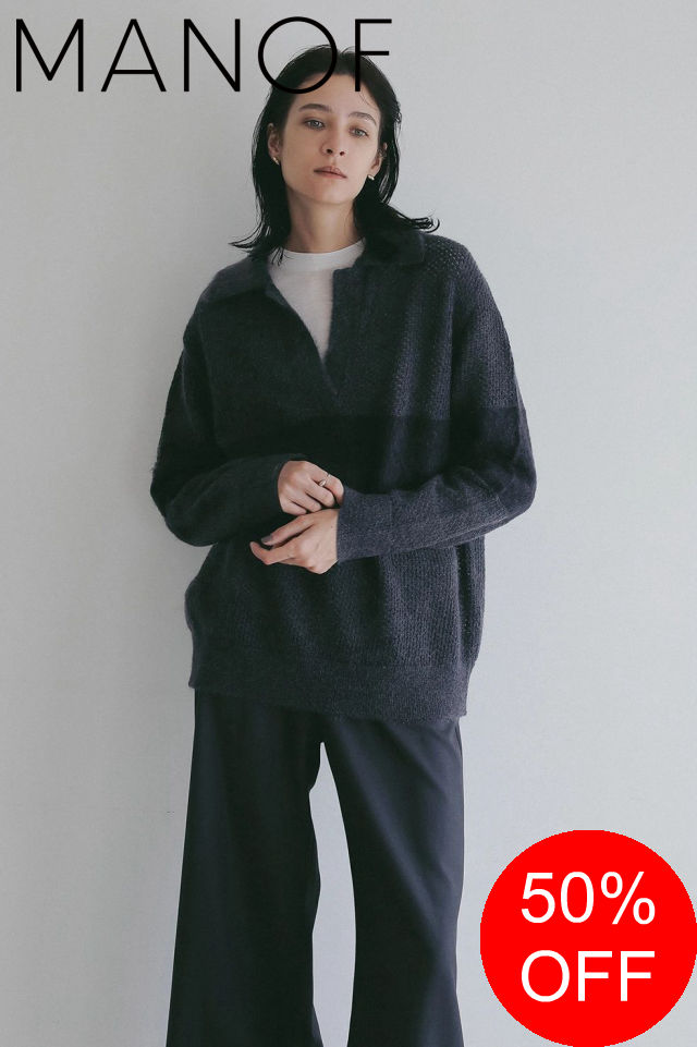 【SALE】【MANOF / マノフ】 モヘアポロニット - MOHAIR POLO KNIT (CHARCOAL GRAY)
