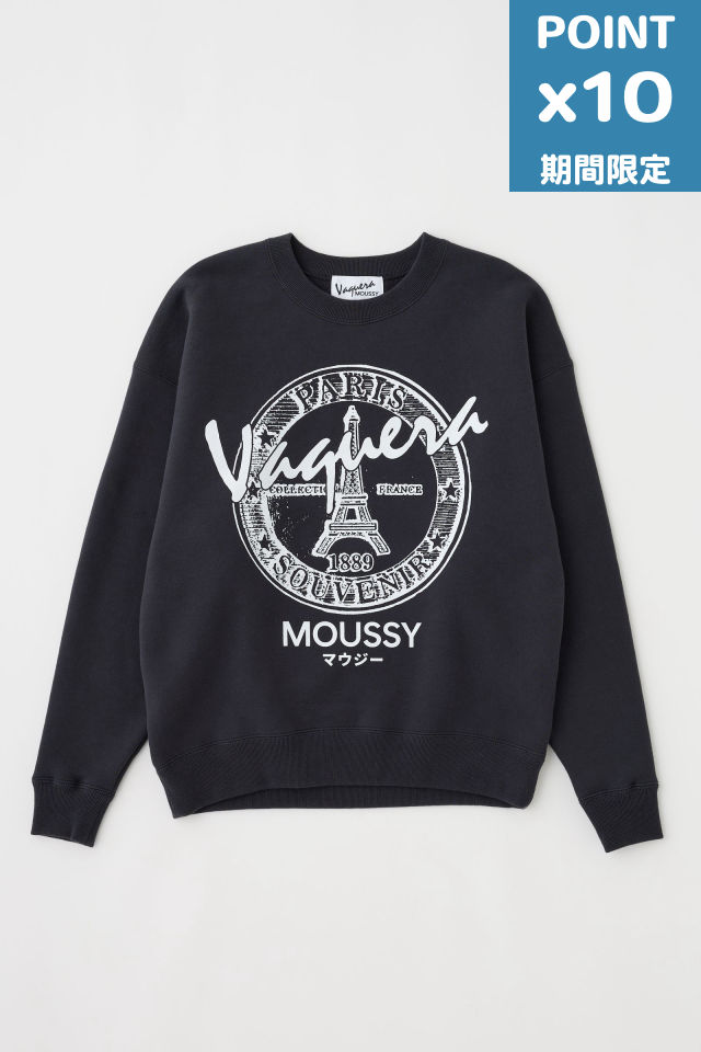 期間限定P10倍【VAQUERA × MOUSSY / ヴァケラ × マウジー】 オーバーサイズ スウェット | VQ OVERSIZED SWEATSHIRT （BLACK)
