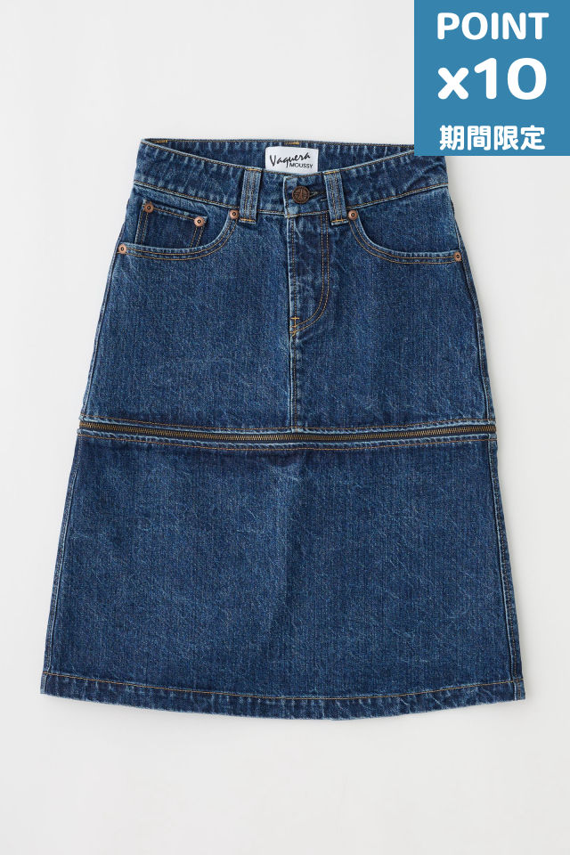 期間限定P10倍【VAQUERA × MOUSSY / ヴァケラ × マウジー】 デニム スカート | VQ DENIM SKIRT （INDIGO)