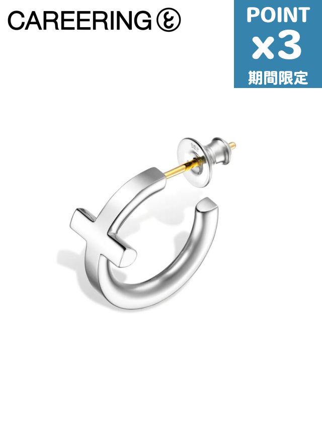 継続期間押さえるP3倍【CAREERING / 閲歴輪っか】 【片耳用】 差し交わすフープ ピアス - CROSS HOOP 101 (SV)