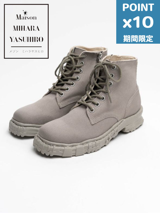 継続期間制限事項P10倍【Maison MIHARA YASUHIRO / 棲み家 ミハラヤスヒロ】 【JOSEPH / ジェセフ】 ビンテージライクソールキャンバスブーツ (GREY)