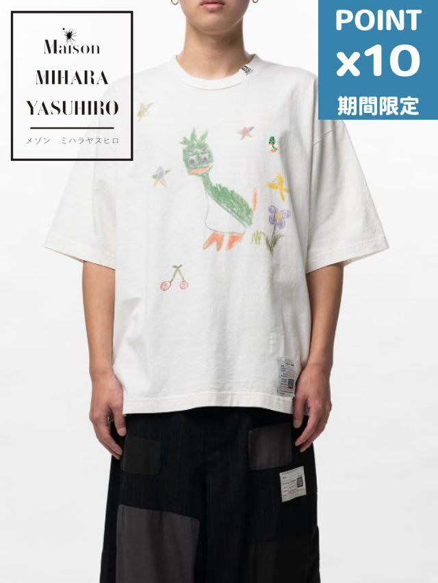 期間限定P10倍【Maison MIHARA YASUHIRO / メゾン ミハラヤスヒロ】 レオンキッズドゥードゥルプリントTシャツ - Leon Kids Doodle Printed T-shirt （WHITE)