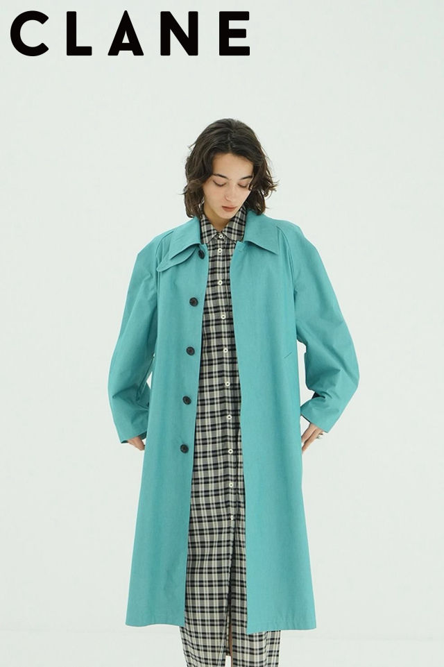 【CLANE / クラネ】 ステンカラー厚地の外套- BULKY LINE STAIN COAT (BLUE)