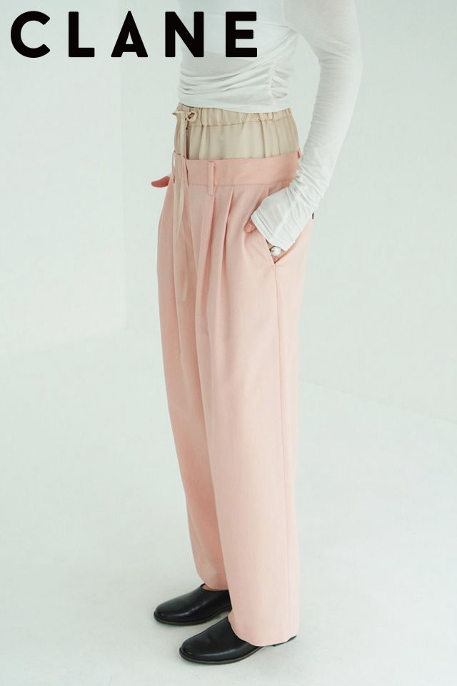 【CLANE / クラネ】 ダブルレイヤード スラックス - W WAIST WIDE SLACKS (PINK)