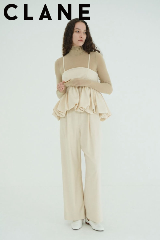 【CLANE / クラネ】 オールインワン -  PEPLUM LAYERED ALL IN ONE (IVORY)