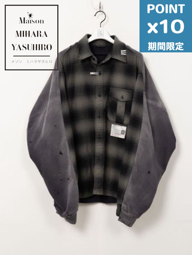 期間限定P10倍【Maison MIHARA YASUHIRO / メゾン ミハラヤスヒロ】 コンバインド スウェットシャツ - COMBINED SH×SWT (BLACK×GREY)