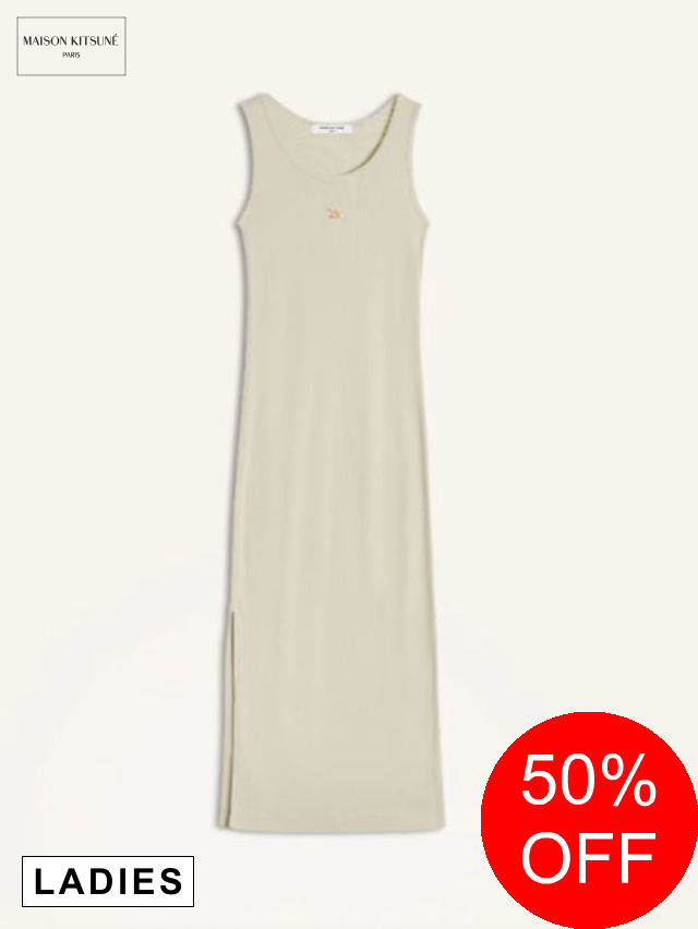 【正規品】【SALE】【MAISON KITSUN&Eacute; / メゾン キツネ】 【レディース】 ナチュラル ベイビー フォックス リブ タンク ドレス (tea leaf)｜nouvelle
