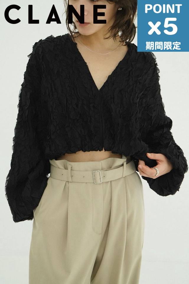 期間限定P5倍【CLANE / クラネ】 フリルボレロ - TOPSTITCHED FRILL BOLERO (BLACK) 23,430円