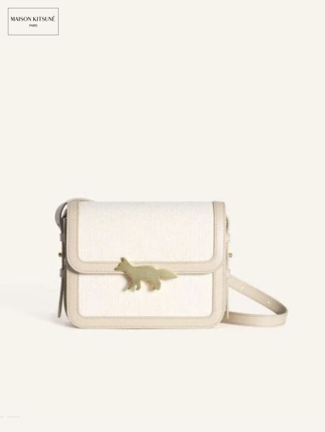 【正規品】【MAISON KITSUN・・ / メゾン キツネ】 EDIE バッグ / 2WAYショルダーバッグ canvas/macadamia