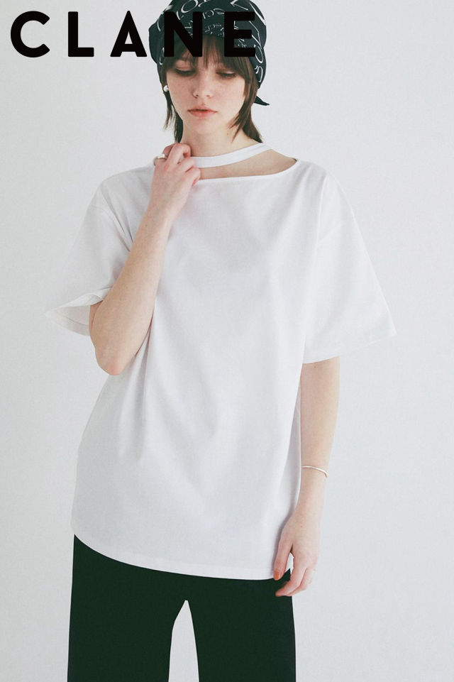 【CLANE / クラネ】 ダブルフェイストップス - W FACE NOTCHED RIB OVER TOPS (WHITE)