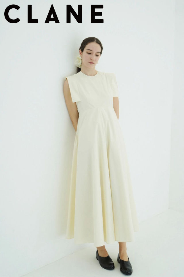 【CLANE / クラネ】 スクエアスリーブワンピース - SQUARE SLEEVE ONEPIECE (IVORY)