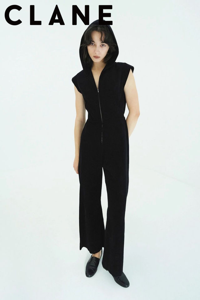 【CLANE / クラネ】 フード オールインワン - CORDUROY HOODED ALL IN ONE (BLACK)