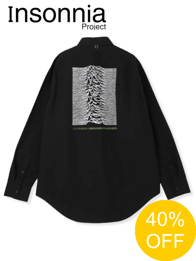 【SALE】【Insonnia Projects / インソニアプロジェクト】 × JOY DIVISION UNKNOWN PLEASURES LS SHIRT - ロングスリーブシャツ (BLACK)