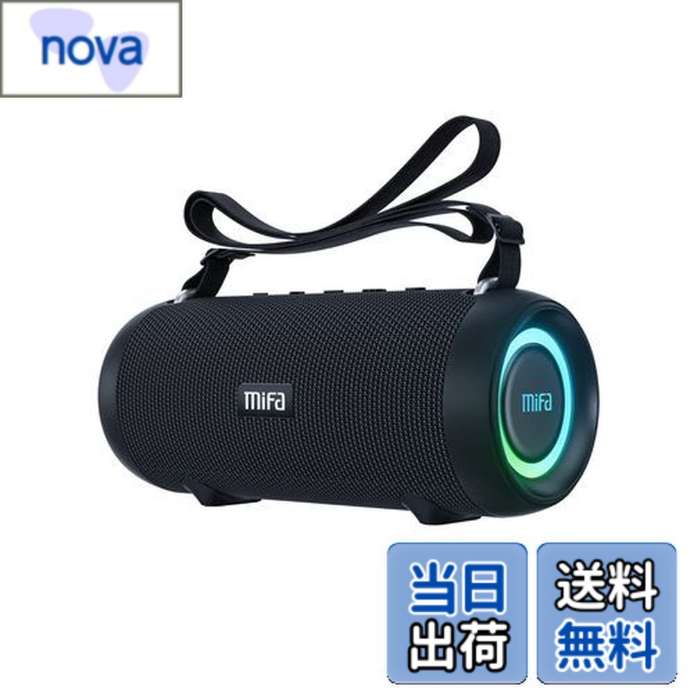 【送料無料】MIFA A90 Bluetoothスピーカー IPX7防水 60W大音量 ワイヤレスステレオ対応 RGB LEDライト 30時間連続再生 Micro SDカード対応 TWS機能 USB C充電 保護ケース・ポータブルストラップ付き