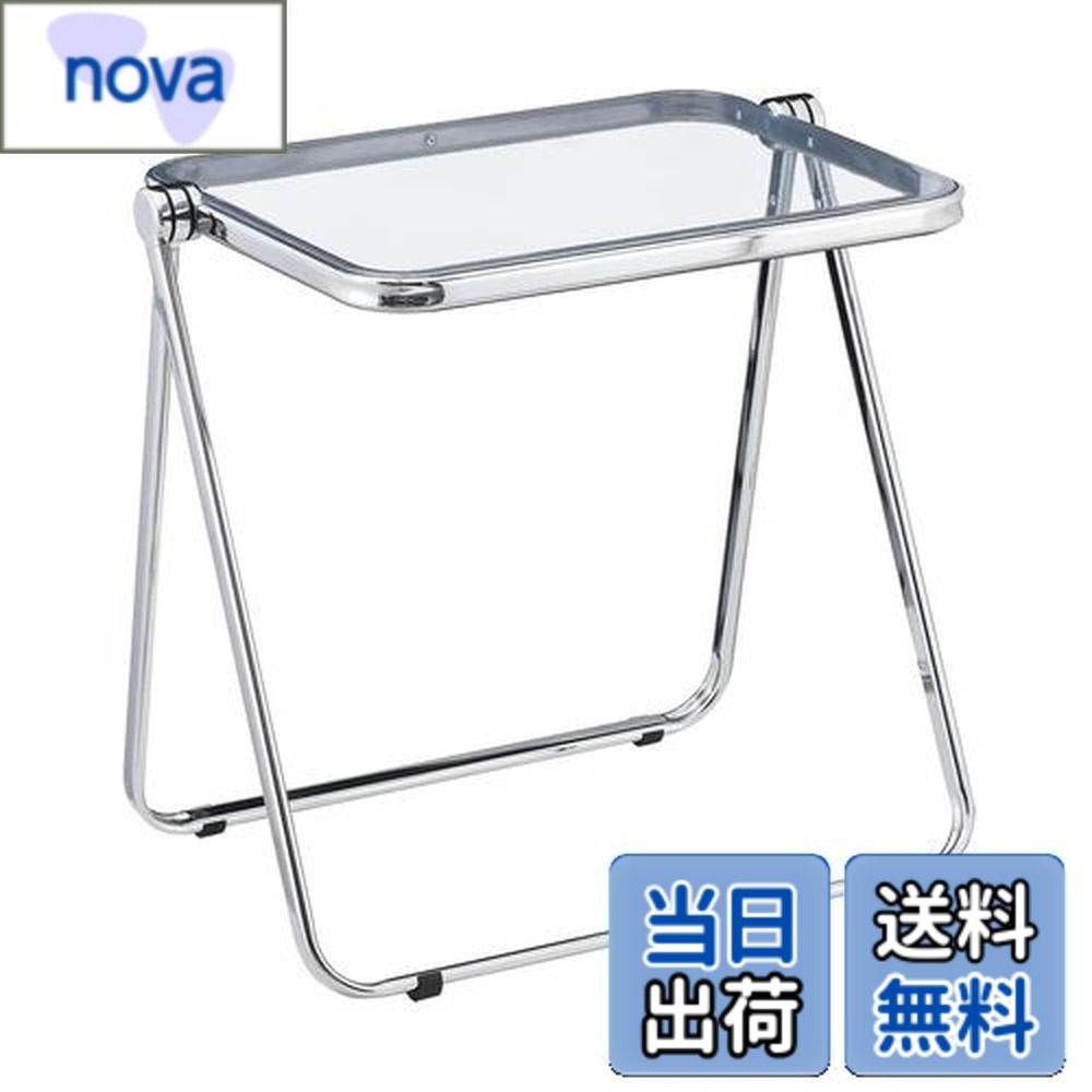 【送料無料】KAIHAOWIN 折りたたみテーブル クリア 50x64x70cm 透明テーブル フォールディングテーブル 折り畳みデスク テーブル コンパクト 角が丸い 折り畳み 机 軽量 北欧 インテリア クリア