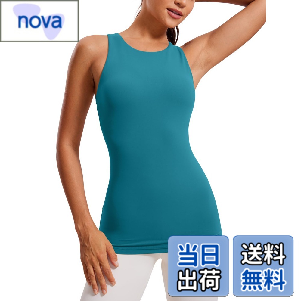 【送料無料】[CRZ YOGA] タンクトップ スポーツ レディース パッド付 カップ付 レーサーバック 大きいサイズ ヨガウェア トップス カップ付き Butterluxe グリーンジェイド XXL