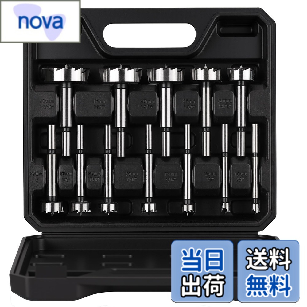 【送料無料】Vearter 12本組 木工用ドリルビットセット 10mm-50mm ラウンドハンドル 多刃構造のフォスタードリル 木工用ビット 穴あけホールソー 炭素鋼工具 超硬木工用カッターセット