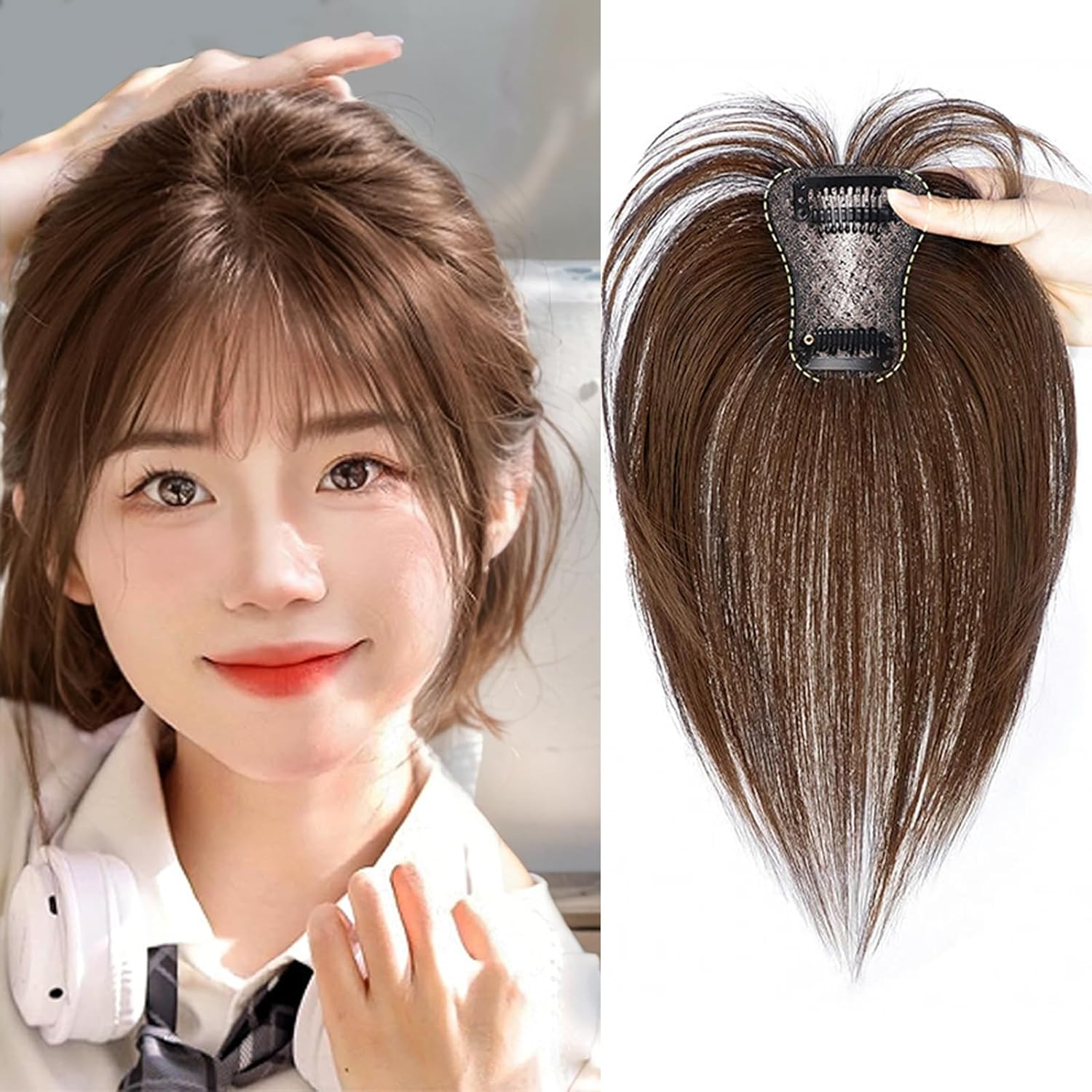 【楽天市場】頭頂部ウィッグ 25cm 女性 かつら 部分ウィッグトップピース ヘアピース 前髪用 白髪隠し 薄毛隠し だれ前髪 シースルーバング ウィッグ つけ毛 増毛 簡単 軽量 軽い