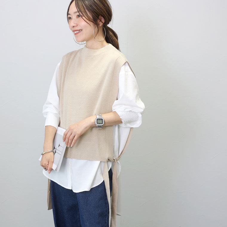 サイドリボンニットベスト 【メール便可/ma3】ベスト ニット