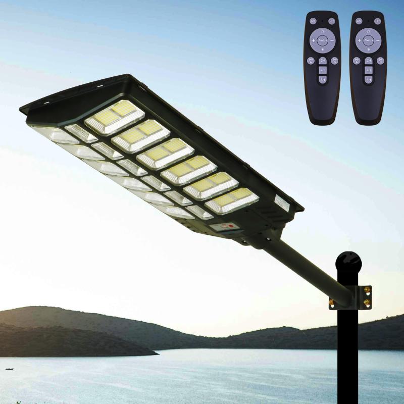 大型 屋外 1800W LED ソーラーライト街路灯 外灯 投光器 Motioセンサー ガーデンライト 庭園灯 門灯 歩道灯廊下 玄関先 駐車場 防犯照明 倉庫照明 防水 夜点灯 昼消灯