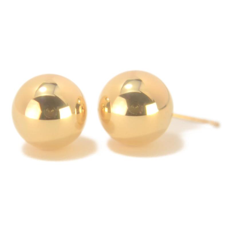 【18金ピアス】 丸玉ピアス 10mm イエローゴールド ボール レディース 1ペア両耳販売 日本製 ニッケルフリー シンプル プレゼント ギフト yokomountain