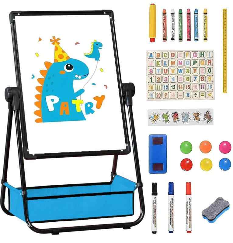 お絵書きゲーム盤 ちびっ子用 塗板 白いことゲーム盤 画架 鉄製 折りたたみ式納める 納める袋付き高さ調節する能力のある63-107珊 両面当て嵌める 落書き 塗板/ホワイトボードサイズ43*63珊 360度回転させる ちびっ子の差し上げ物 成年者