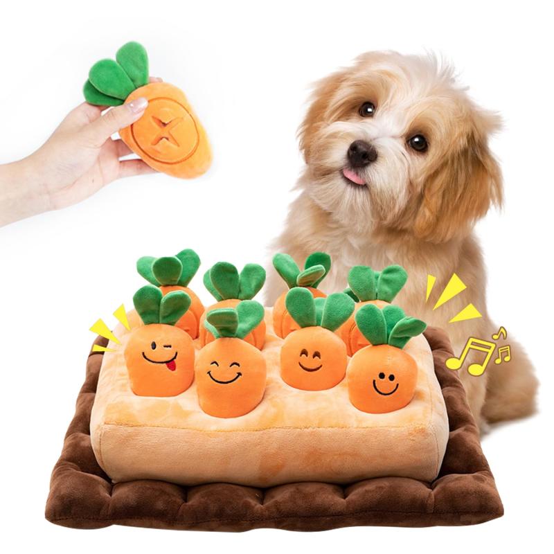犬 おもちゃ 犬用噛むおもちゃ にんじん畑 にんじん収穫隊2代 ノーズワークマット 知育玩具 ペット用品 運動不足 ストレス解消 家の破壊防止対策 (人参8個)