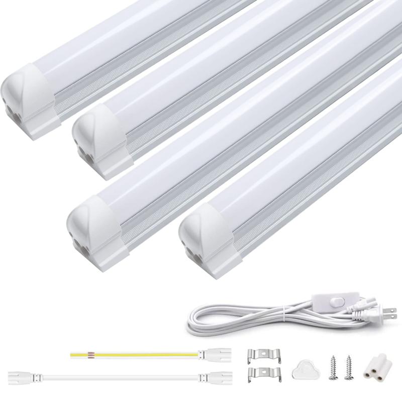 器具一体式led蛍光灯 20W形 直管 9.5W省エネ T8直感型 昼光色 高輝度1350LM 60cm 照明器具 ベースライト 高演色 連結コードスリム 天井 ガレージ 倉庫 キッチン 看板 作業補助灯 間接照明 工事不|novolstore
