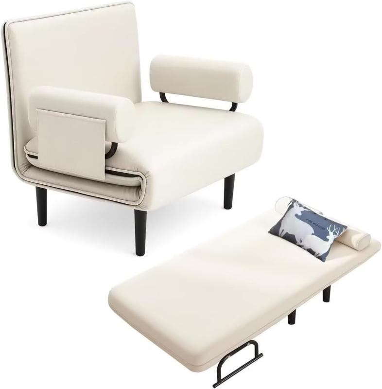 TUIYIDUO ソファーベッド 折りたたみソファーベッド 幅83x奥行190cm 5段階調節可能 カウチソファ 肘掛けと1つクッション付き 頑丈 耐久 座り心地よい 人間工学 一人暮らし 組み立て簡単 客間 寝|novolstore