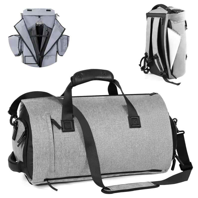 Packitvel 45L 変換可能 ガーメントバッグ バックパック ストラップ 付き 取り外し可能 ショルダーストラップ 付き 5 in 1 キャリーオン ウィークエンドダッフルバッグ シューズポーチ 付き 男女｜novolstore